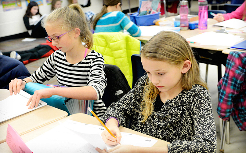 Students working in classroom